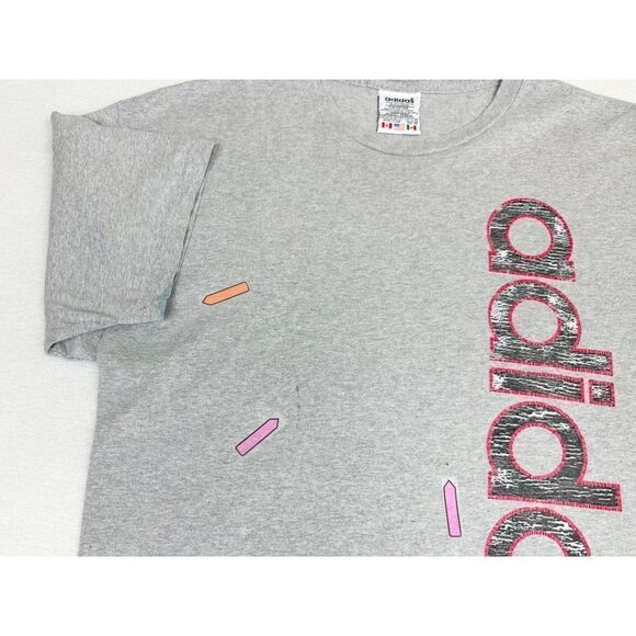 Vintage Mens Adidas T-Shirt Medium Grey Sports - Picture 8 of 9